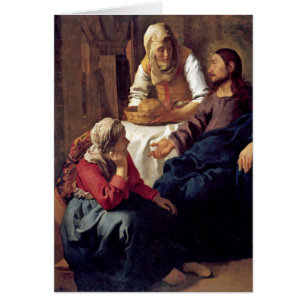 Kristus i hus av Martha av Johannes Vermeer Hälsningskort