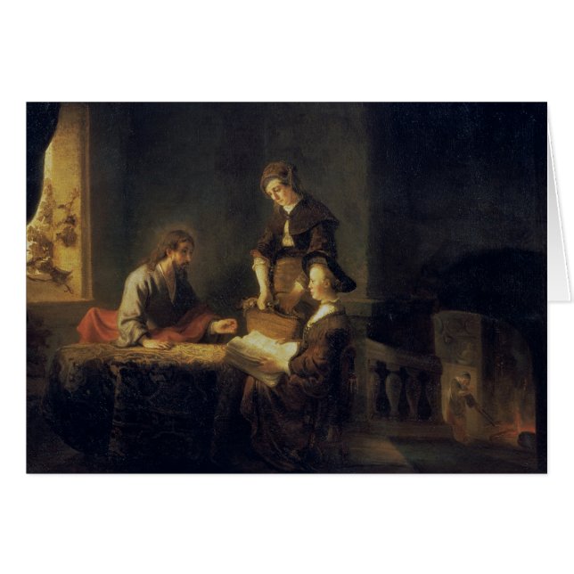 Kristus i huset av Martha och Mary Hälsningskort (Framsidan Horizontal)