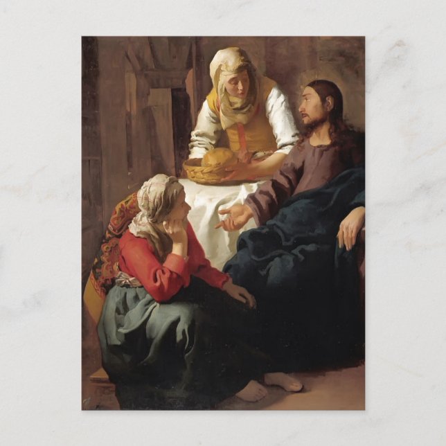 Kristus i huset Martha,Mary av Johannes Vermeer Vykort (Framsida)