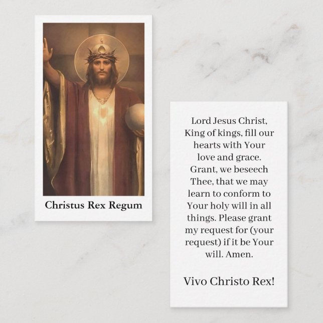 Kristus i Kung Prayer Card (Fram/baksida)