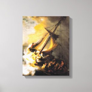 Kristus i stormen på Galilee-Rembrandts hav Canvastryck