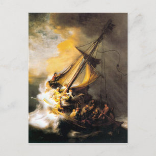 Kristus i stormen på Galilee-Rembrandts hav Vykort