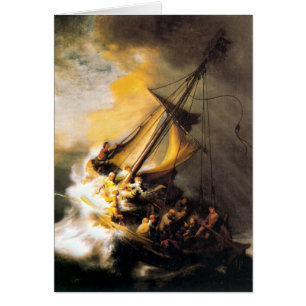 Kristus i stormen på havet av Galilee Rembrandt Hälsningskort