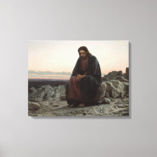 Kristus i Wilderness (av Ivan Kramskoi) Canvastryck