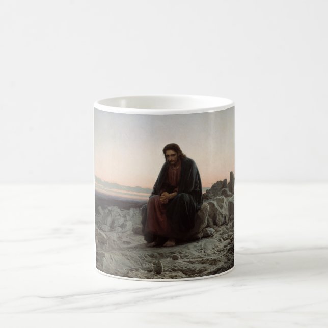 Kristus i Wilderness (av Ivan Kramskoi) Kaffemugg (Center)