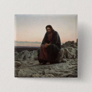 Kristus i Wilderness (av Ivan Kramskoi) Knapp