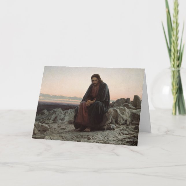 Kristus i Wilderness (av Ivan Kramskoi) Kort (Framsida)