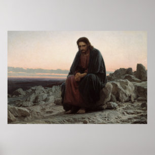 Kristus i Wilderness (av Ivan Kramskoi) Poster