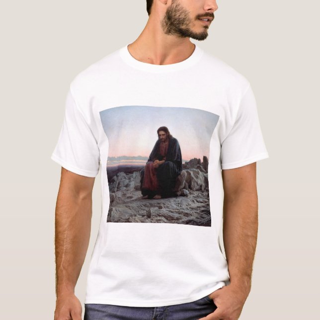 Kristus i Wilderness, Ivan Kramskoi T Shirt (Framsida)