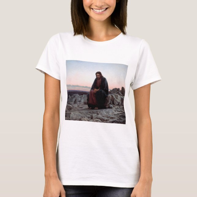 Kristus i Wilderness, Ivan Kramskoi T Shirt (Framsida)