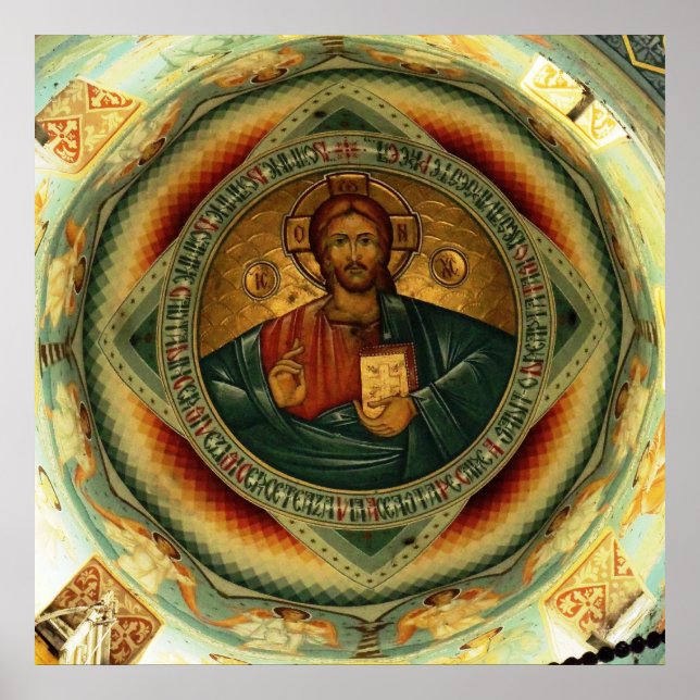 Kristus Icon Hristos Pantocrator Poster (Framsidan)