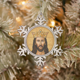 Kristus ikon snöflinga pewter julgransprydnad