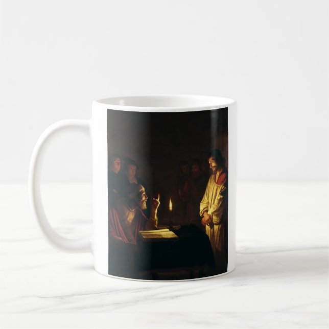 Kristus inför Kajafas av Honthorst Fine Art  Kaffemugg (Vänster)