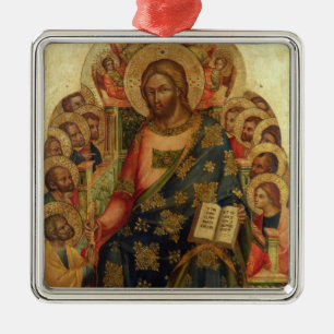 Kristus installerar med Saints och änglar som Julgransprydnad Metall