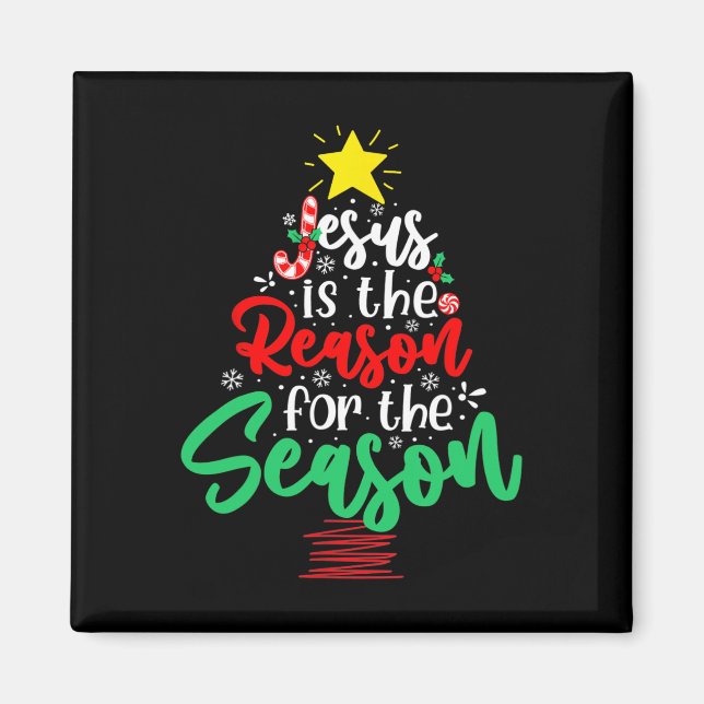 Kristus Jesus Är Anledningen Jul Xmas Träd Magnet (Framsidan)