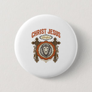 Kristus Jesus Vintage Lejon Tro Knapp