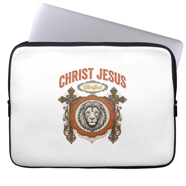 Kristus Jesus Vintage Lejon Tro Laptop Fodral (Framsidan)