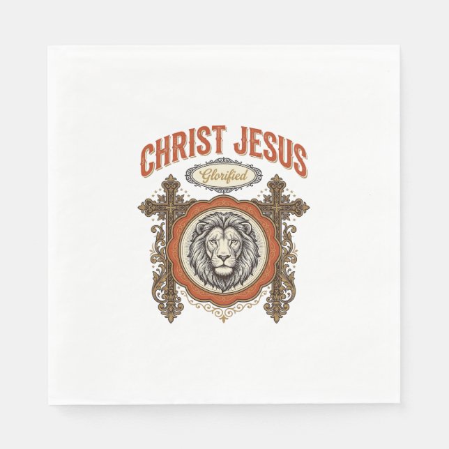 Kristus Jesus Vintage Lejon Tro Pappersservett (Framsidan)