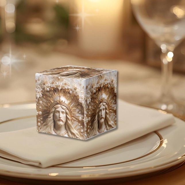 Kristus Konungen Guld och Pärlor Förmånslåda Presentaskar (Christ the Kind Gold and Pearls Religious Favor Box for Celebrations)