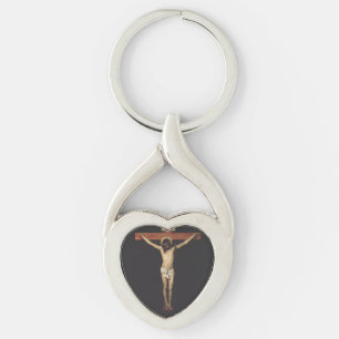 Kristus korsfäst av Diego Velazquez Twisted Heart Silverfärgad Nyckelring