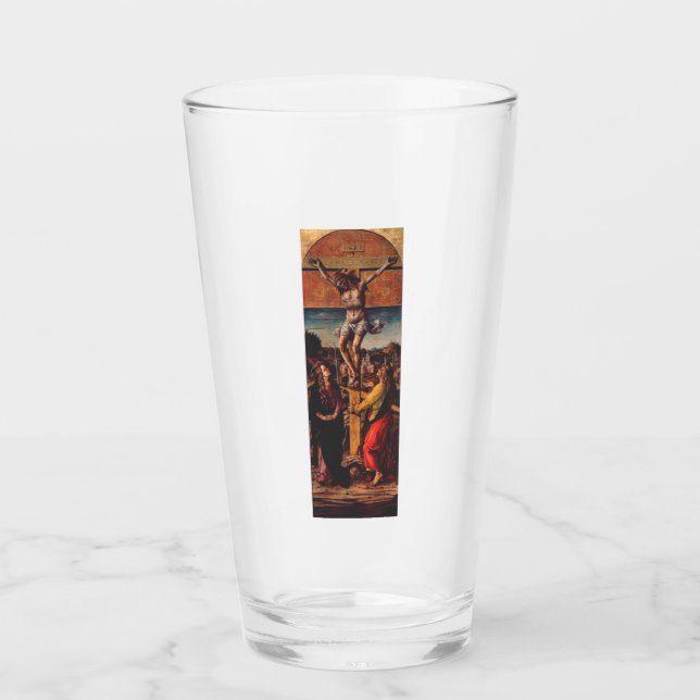 Kristus korsfästelse efter Carlo Crivelli Helig ko Glaskopp (Framsida)