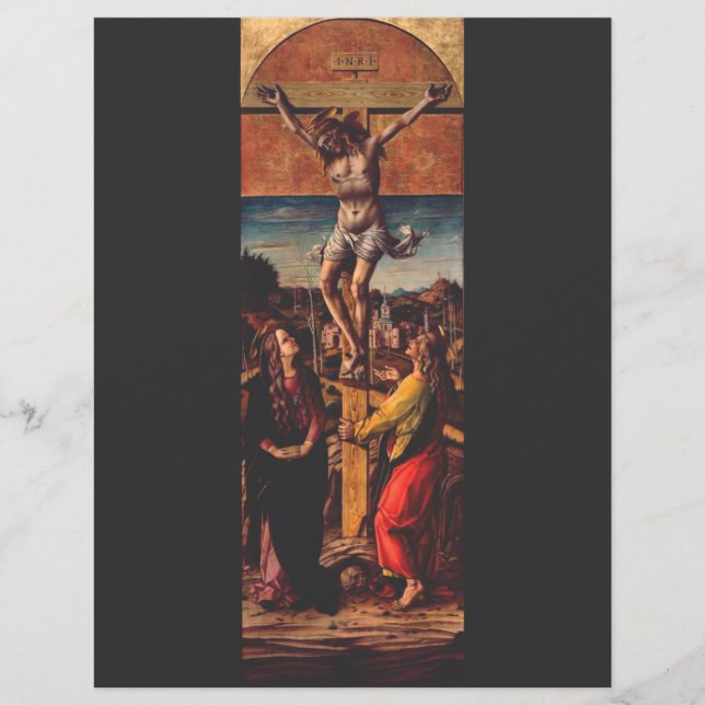 Kristus korsfästelse efter Carlo Crivelli Helig Ko Reklamblad (Framsidan)