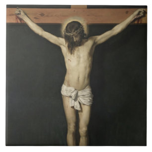 Kristus krökt på Kor (Faith) (Velazquez) Kakelplatta