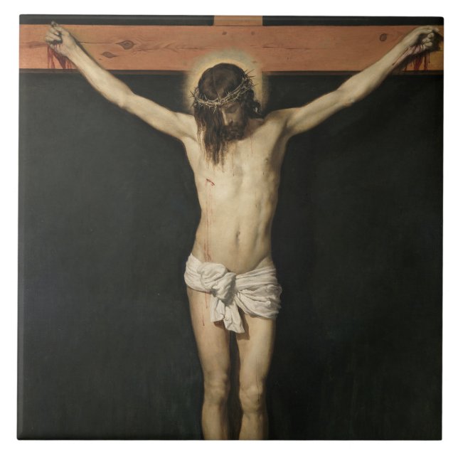 Kristus krökt på Kor (Faith) (Velazquez) Kakelplatta (Framsidan)