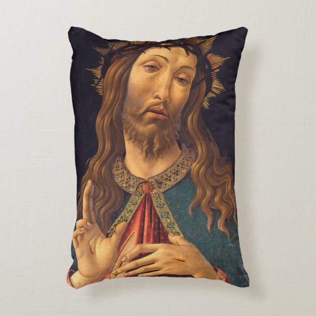 Kristus krönt med törnen av Sandro Botticelli Prydnadskudde (Framsidan(Vertikal))