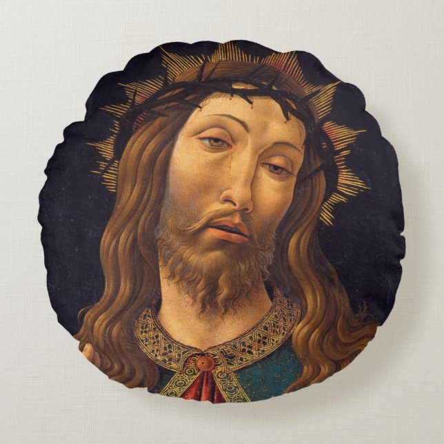 Kristus krönt med törnen av Sandro Botticelli Rund Kudde (Framsidan)