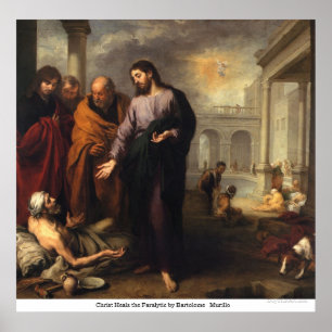 Kristus läker paralytikern av Bartolome Murillo Poster