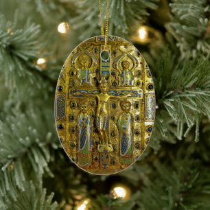 Kristus, Limoges, 1300-talet Julgransprydnad Keramik