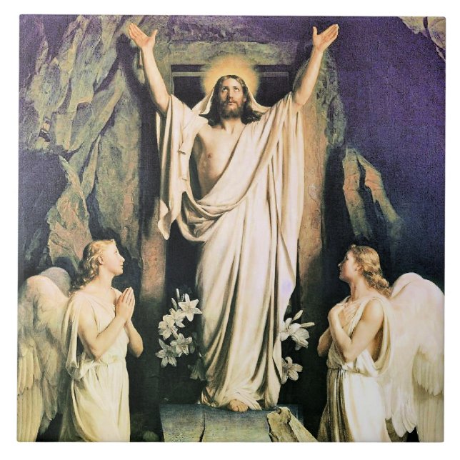 Kristus, målning av Carl Bloch.. Kakelplatta (Framsidan)