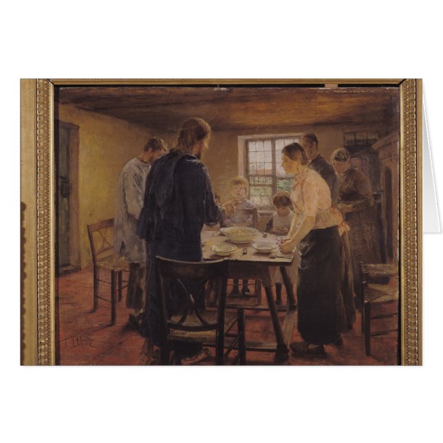 Kristus med bönderna, c.1887-88 hälsningskort (Framsidan Horizontal)