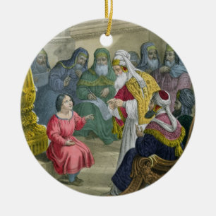 Kristus med doktorerna i tempelet, från en bibl julgransprydnad keramik