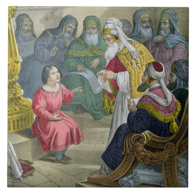 Kristus med doktorerna i tempelet, från en bibl kakelplatta (Framsidan)