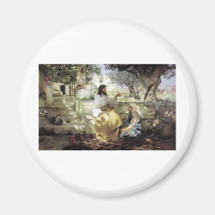 Kristus med Martha och Maria circa 1886 Magnet