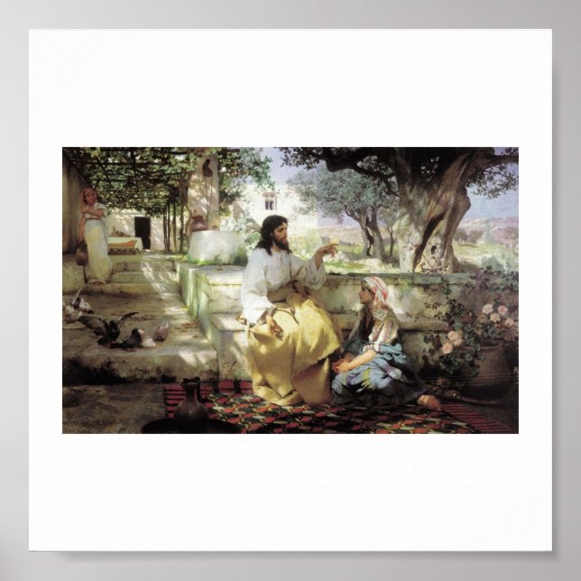 Kristus med Martha och Maria circa 1886 Poster (Framsidan)