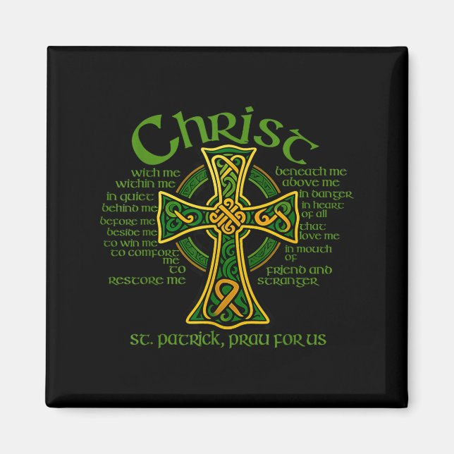 Kristus Med Mig Keltiskt Kors St. Patrick Bröstplå Magnet (Framsidan)