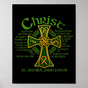 Kristus Med Mig Keltiskt Kors St. Patrick Bröstplå Poster