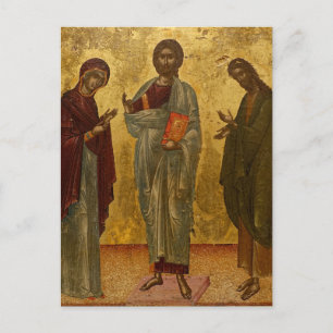 Kristus mellan Mary och John Baptist Icon Vykort