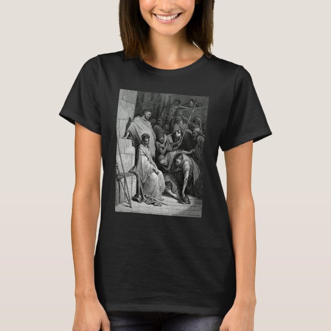 Kristus Mocked Gustave Dore Biblical Art T Shirt (Framsida)