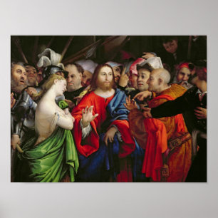 Kristus och Adulteress, 1527-29 Poster