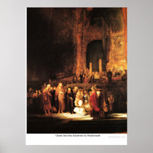 Kristus och Adultress av Rembrandt Poster