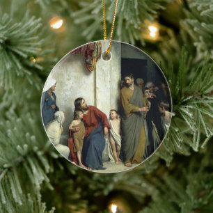 Kristus och Barnen av Carl Bloch Julgransprydnad Keramik