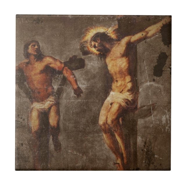 Kristus och Bra Thief Kakelplatta (Framsidan)