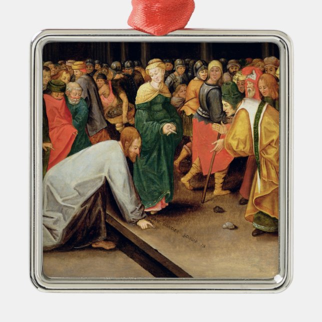Kristus och kvinnorna som tas i äktenskapsbrott, julgransprydnad metall (Framsidan)