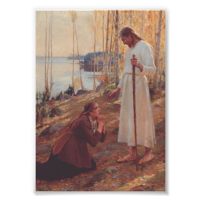 Kristus och Maria Magdalena av Albert Edelf Fototryck (Framsidan)