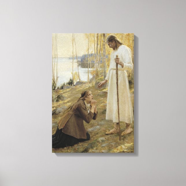 Kristus och Mary Magdalene på finska landsbygden Canvastryck (Framsida)