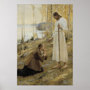 Kristus och Mary Magdalene på finska landsbygden Poster